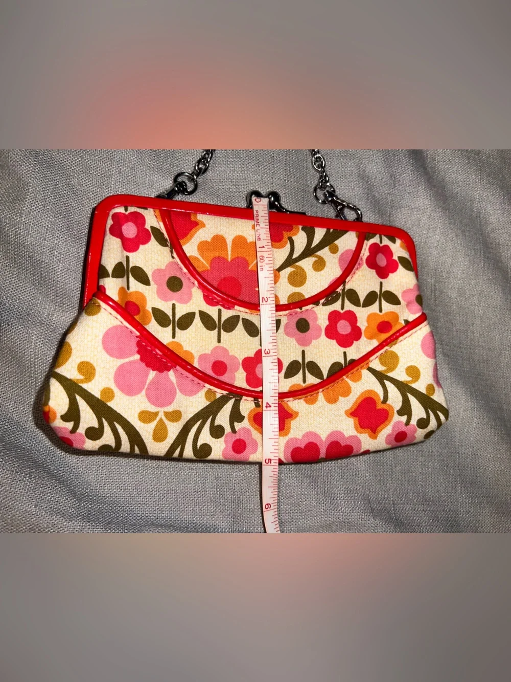 Vtg Vera Bradley Coin Purse Handbag Clutch Wallet Removable Chain Handle